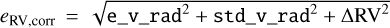 Mathematical equation: $e_\mathrm{RV,corr} = \sqrt{\mathtt{e\_v\_rad}^2 + \mathtt{std\_v\_rad}^2 + \Delta \mathrm{RV}^2}$