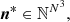 Mathematical equation: $ \boldsymbol{n}^*\in \mathbb{N} ^{N^{3}}, $