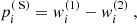 Mathematical equation: $$ \begin{aligned} p^{(\text{ S})}_i&= w^{(1)}_i - w^{(2)}_i\ , \end{aligned} $$