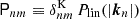 Mathematical equation: $ \mathsf P _{nm}\equiv \delta ^{\mathrm{K} }_{nm}\,P_{\mathrm{lin} }(|{\boldsymbol{k}}_{n}|) $