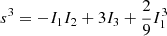 Mathematical equation: $ s^3 = -I_1 I_2 + 3 I_3 + \frac{2}{9}I_1^3 $