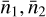 Mathematical equation: $\[\bar{n}_{1}, \bar{n}_{2}\]$