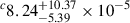 Mathematical equation: $ ^c8.24^{+10.37}_{-5.39}\times10^{-5} $