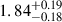 Mathematical equation: $ 1.84^{+0.19}_{-0.18} $