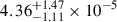 Mathematical equation: $ 4.36^{+1.47}_{-1.11}\times 10^{-5} $