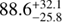 Mathematical equation: $88.6^{+32.1}_{-25.8}$