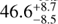 Mathematical equation: $46.6^{+8.7}_{-8.5}$