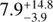Mathematical equation: $7.9^{+14.8}_{-3.9}$