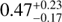 Mathematical equation: $0.47^{+0.23}_{-0.17}$