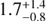 Mathematical equation: $1.7^{+1.4}_{-0.8}$