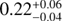 Mathematical equation: $0.22^{+0.06}_{-0.04}$