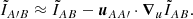 Mathematical equation: $$ \begin{aligned} \tilde{I}_{A\prime B}\approx \tilde{I}_{AB}-{\boldsymbol{u}}_{AA\prime }\cdot {\boldsymbol{\nabla }}_u\tilde{I}_{AB}. \end{aligned} $$