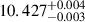 Mathematical equation: $ 10.427^{+0.004}_{-0.003} $