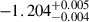 Mathematical equation: $ -1.204^{+0.005}_{-0.004} $