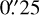 Mathematical equation: $\[0^{\prime\prime}_\cdot25\]$