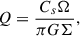 Mathematical equation: $$ \begin{aligned} Q = \frac{C_s \Omega }{\pi G \Sigma }, \end{aligned} $$