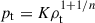 Mathematical equation: $ p_{\mathrm{t}}=K \rho_{\mathrm{t}}^{1+1/n} $