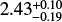 Mathematical equation: $2.43^{+0.10}_{-0.19}$