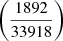 Mathematical equation: $ \left(\frac{1892}{33918}\right) $