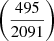 Mathematical equation: $ \left(\frac{495}{2091}\right) $