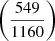 Mathematical equation: $ \left(\frac{549}{1160}\right) $