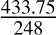 Mathematical equation: $\frac{433.75}{248}$