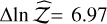 Mathematical equation: $\Delta$\lnzh$=6.97$