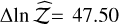 Mathematical equation: $\Delta$\lnzh$=47.50$
