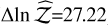 Mathematical equation: $\Delta$\lnzh=27.22