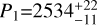Mathematical equation: $P_1$=$2534^{+22}_{-11}$
