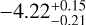 Mathematical equation: $-4.22^{+0.15}_{-0.21}$