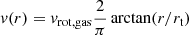 Mathematical equation: $ v(r) = v_{\mathrm{rot,gas}}\frac{2}{\pi}\arctan(r/r_{\mathrm{t}}) $