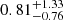 Mathematical equation: $ 0.81^{+1.33}_{-0.76} $