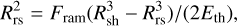 Mathematical equation: $\[R_{\mathrm{rs}}^2=F_{\mathrm{ram}}(R_{\mathrm{sh}}^3-R_{\mathrm{rs}}^3) /\left(2 E_{\mathrm{th}}\right),\]$