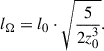 Mathematical equation: $$ \begin{aligned} l_{\Omega }=l_0 \cdot {\sqrt{\frac{5}{2 z_0^{3}}}}. \end{aligned} $$