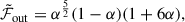 Mathematical equation: $$ \begin{aligned} \tilde{\mathcal{F} }_{\rm out}&= \alpha ^{\frac{5}{2}}(1-\alpha )(1+6\alpha ),\end{aligned} $$