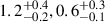 Mathematical equation: $ 1.2^{+0.4}_{-0.2}, 0.6^{+0.3}_{-0.1} $