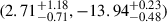Mathematical equation: $ (2.71^{+1.18}_{-0.71}, -13.94^{+0.23}_{-0.48}) $
