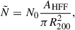 Mathematical equation: $$ \begin{aligned} \tilde{N}=N_0 \frac{A_{\rm HFF}}{\pi R_{200}^2}, \end{aligned} $$