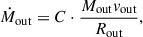 Mathematical equation: $$ \begin{aligned} {\dot{M}_{\rm {out}} = C \cdot \frac{M_{\rm {out}} v_{\rm {out}}}{R_{\rm {out}}},} \end{aligned} $$