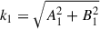 Mathematical equation: $ k_1 = \sqrt{A_1^2 + B_1^2} $