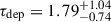 Mathematical equation: $ \tau_{\mathrm{dep}} = 1.79^{+1.04}_{-0.74} $