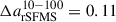Mathematical equation: $ \Delta a_{\mathrm{rSFMS}}^{10{-}100}= 0.11 $