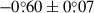 Mathematical equation: $ -0{{\overset{\circ}{.}}}60\pm0{{\overset{\circ}{.}}}07 $