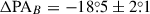 Mathematical equation: $ \Delta\mathrm{PA}_B=-18{{\overset{\circ}{.}}}5 \pm 2{{\overset{\circ}{.}}}1 $