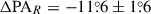 Mathematical equation: $ \Delta\mathrm{PA}_R=-11{{\overset{\circ}{.}}}6 \pm 1{{\overset{\circ}{.}}}6 $