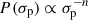 Mathematical equation: $ P(\sigma_{\mathrm{p}})\propto \sigma_{\mathrm{p}}^{-n} $