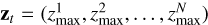 Mathematical equation: ${{\rm{z}}_t} = (z_{\max }^1,z_{\max }^2, \ldots ,z_{\max }^N)$