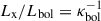 Mathematical equation: $ L_{\mathrm{x}}/L_{\mathrm{bol}}=\kappa_{\mathrm{bol}}^{-1} $