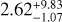Mathematical equation: $2.62_{-1.07}^{+9.83}$